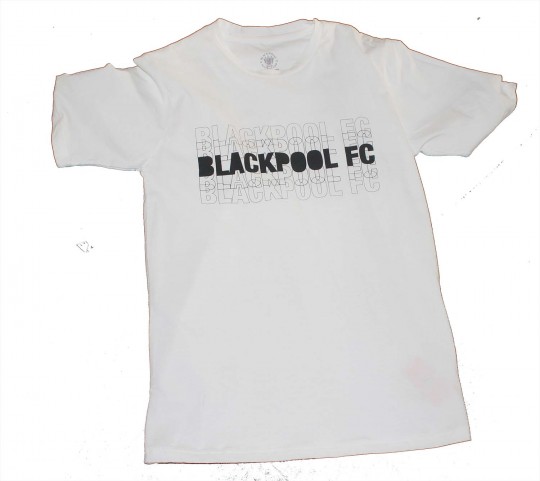 Adult T Shirt Two Tone Blackpool FC White 