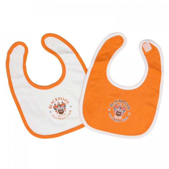 Pack of Two Baby Bibs Tangerine and White